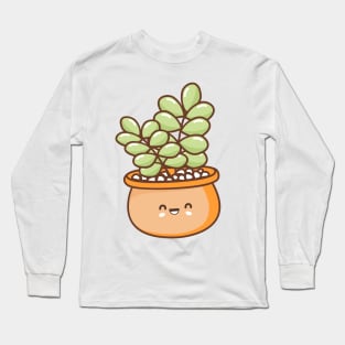 orange pot succulent cacti plant Long Sleeve T-Shirt